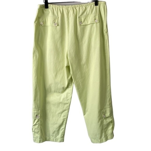 Tommy Bahama Lime Green Cargo Cropped Pants Textured Cotton Draw Cord Pull On - Picture 4 of 13